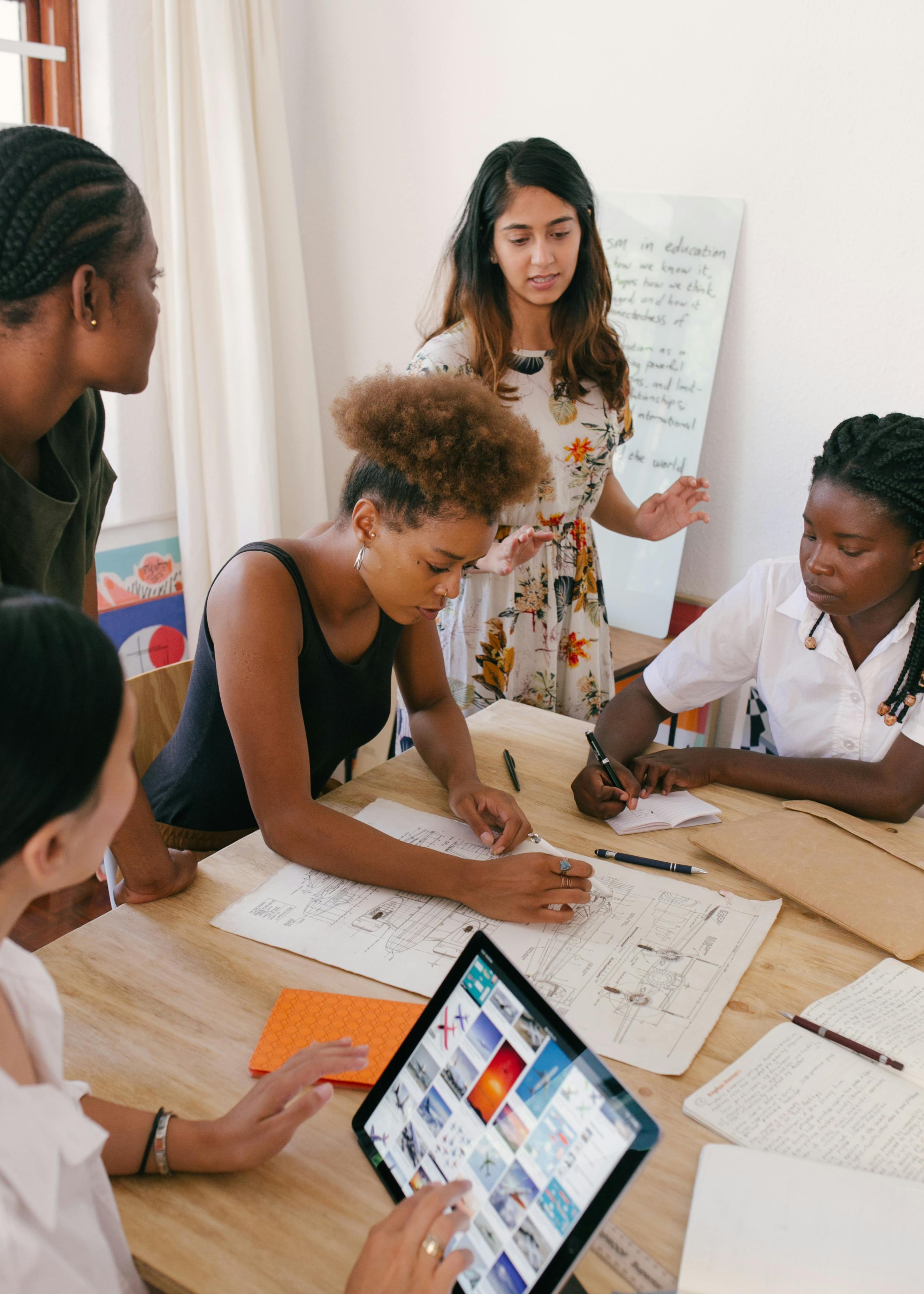 Business professionals collaborating on strategy development