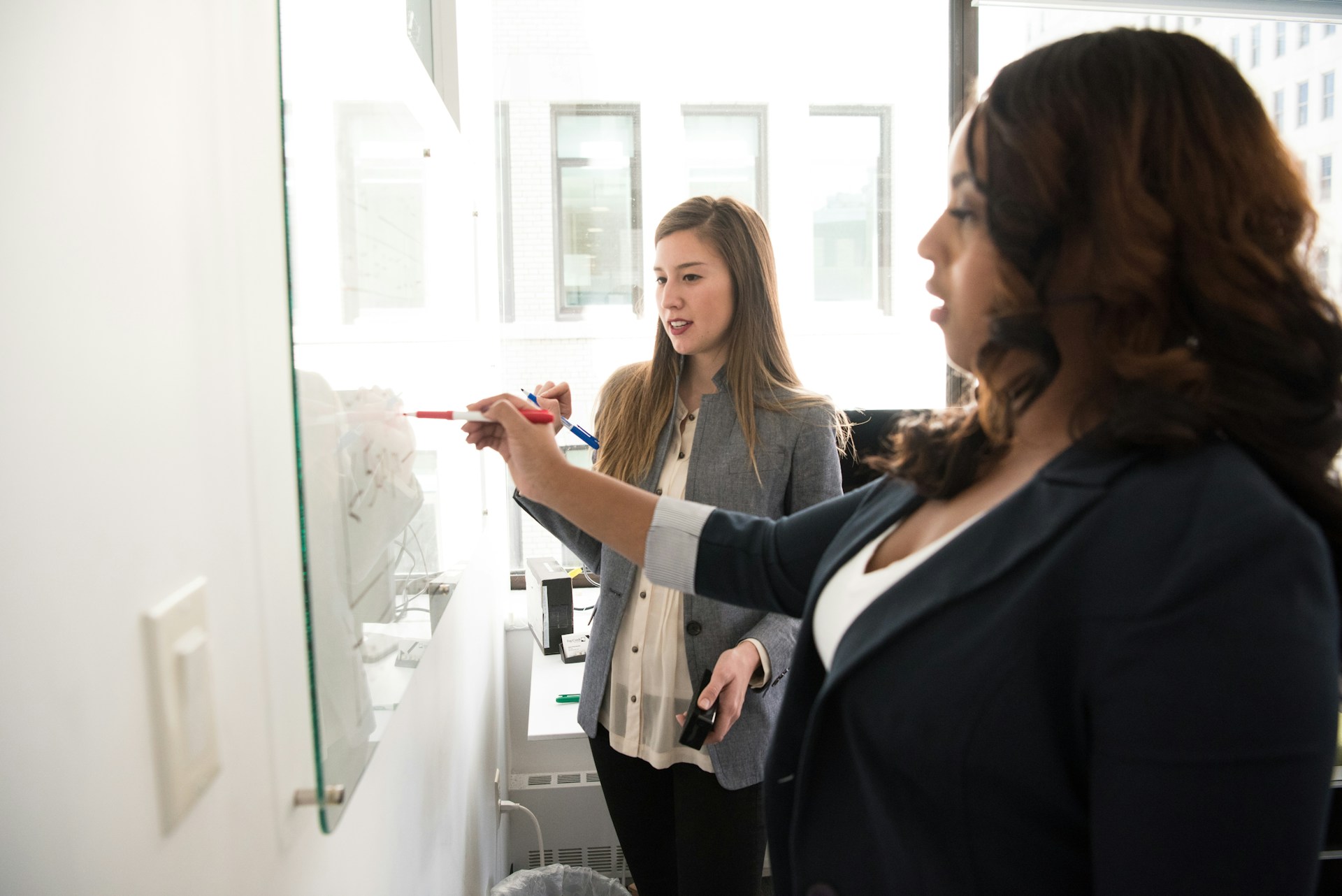 Business professionals collaborating on strategy development